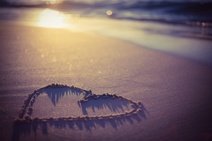 Heart on sand at the beach
